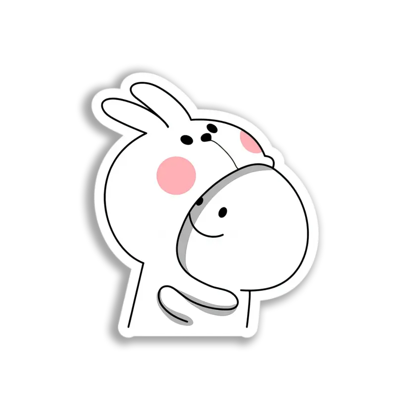 Bunny Hugging Friend Sticker
