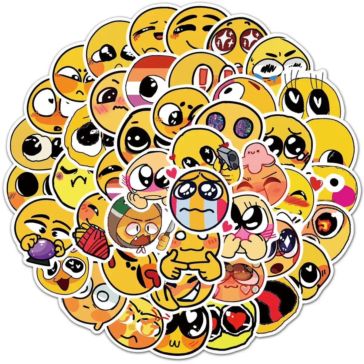 Cute Smiling Faces Cartoon Graffiti Sticker Pack of 50