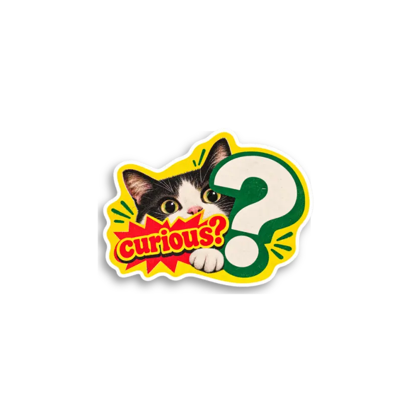 Green Question Cat Sticker