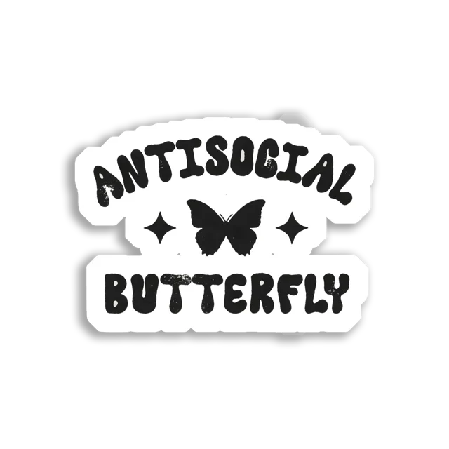 Antisocial Butterfly Sticker Design Sticker