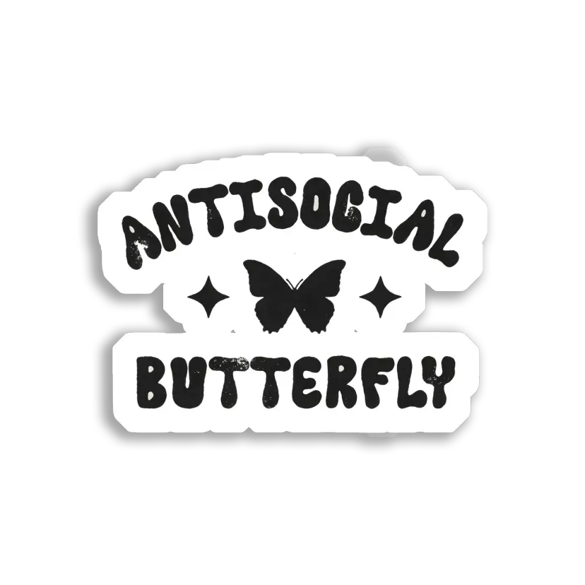 Antisocial Butterfly Sticker Design Sticker