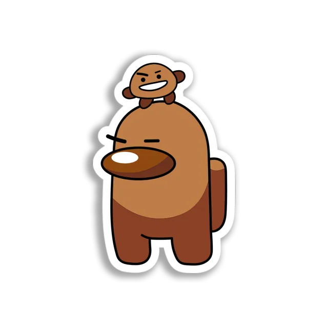 Brown Among Us Bear Sticker