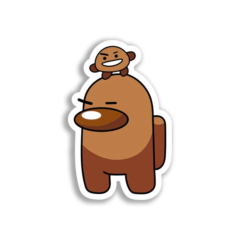 Brown Among Us Bear Sticker