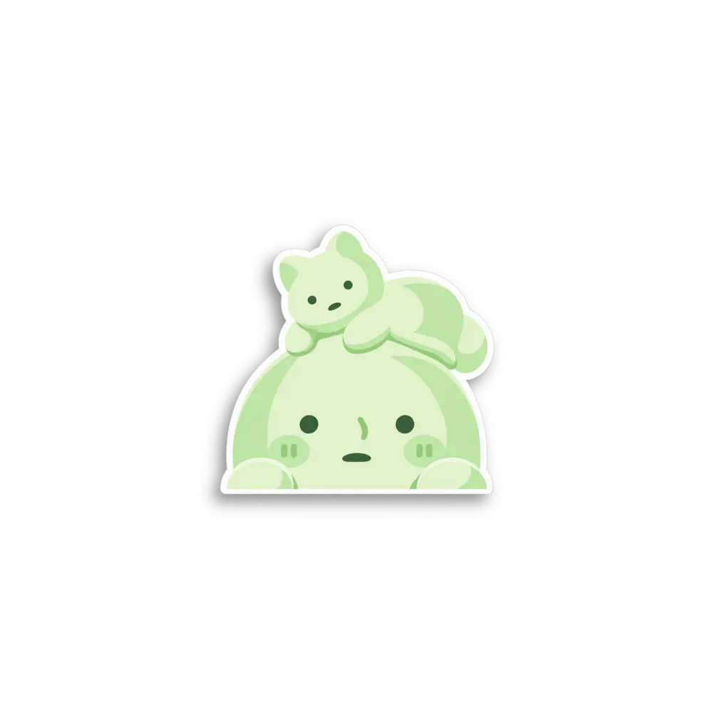 Cat Riding Round Peeker Sticker