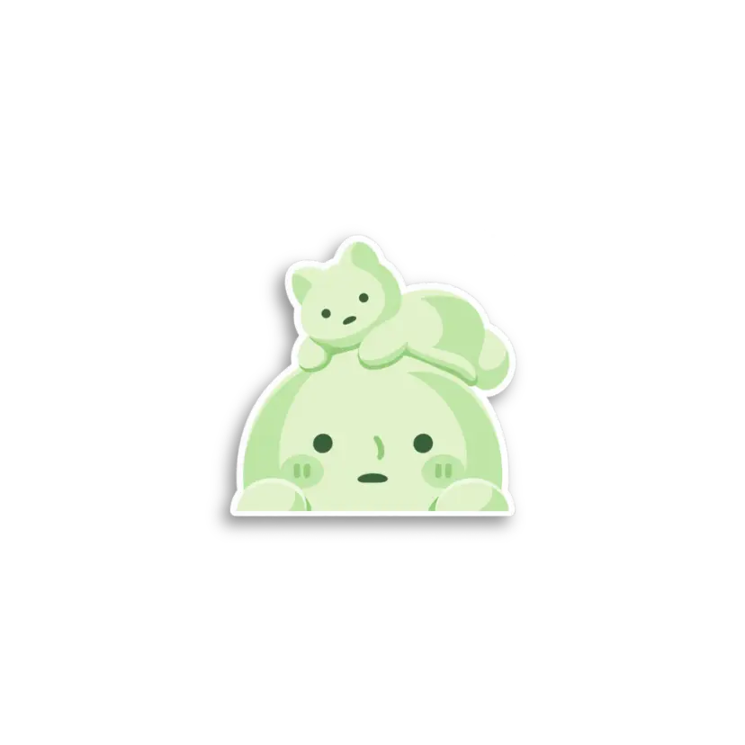 Cat Riding Round Peeker Sticker