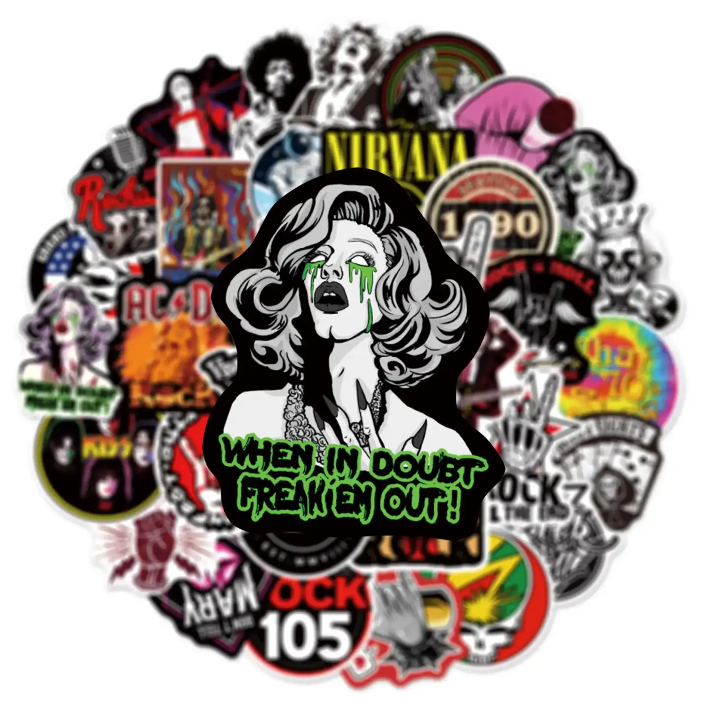 Rock Band Pop Cartoon Graffiti Stickers Pack of 50