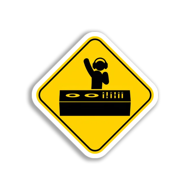 DJ Warning Sign Sticker