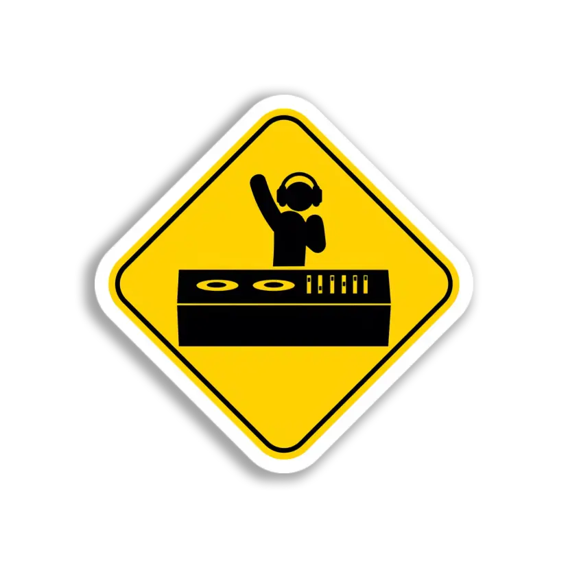 DJ Warning Sign Sticker