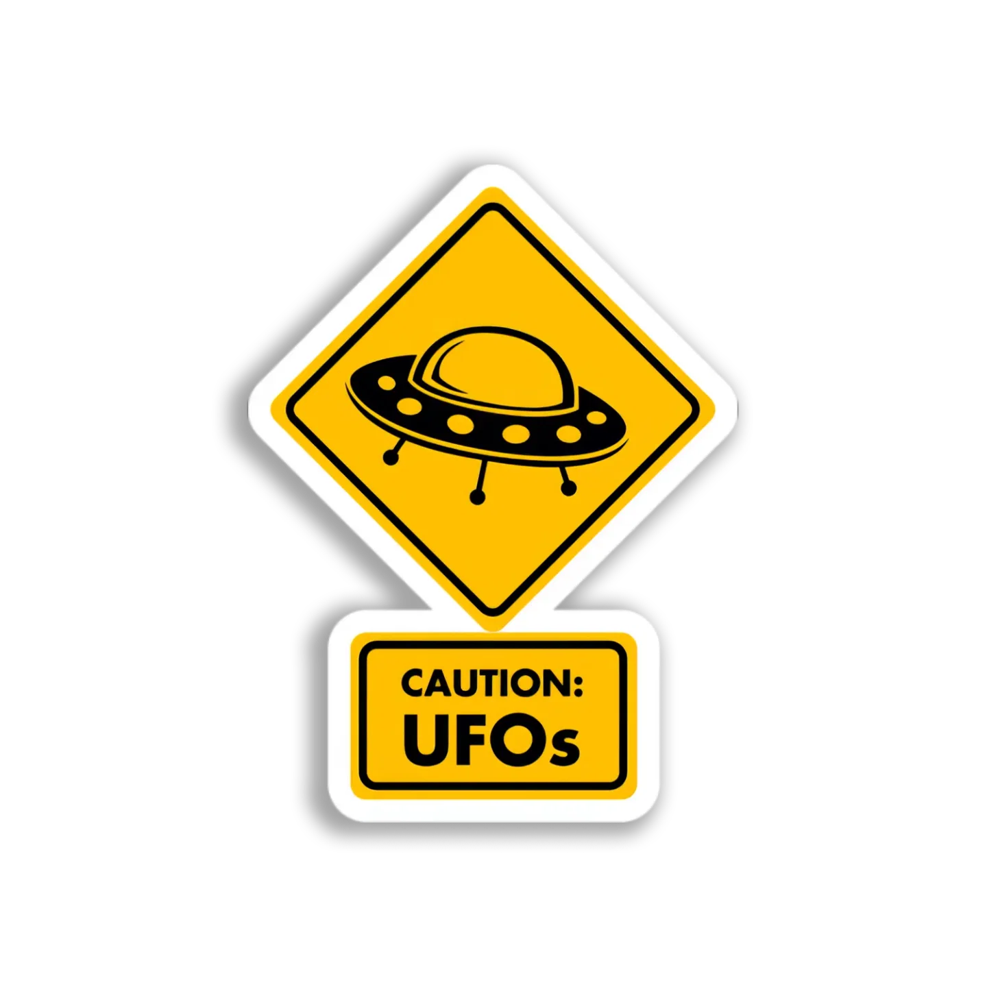 UFO Caution Sign Sticker