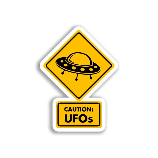 UFO Caution Sign Sticker