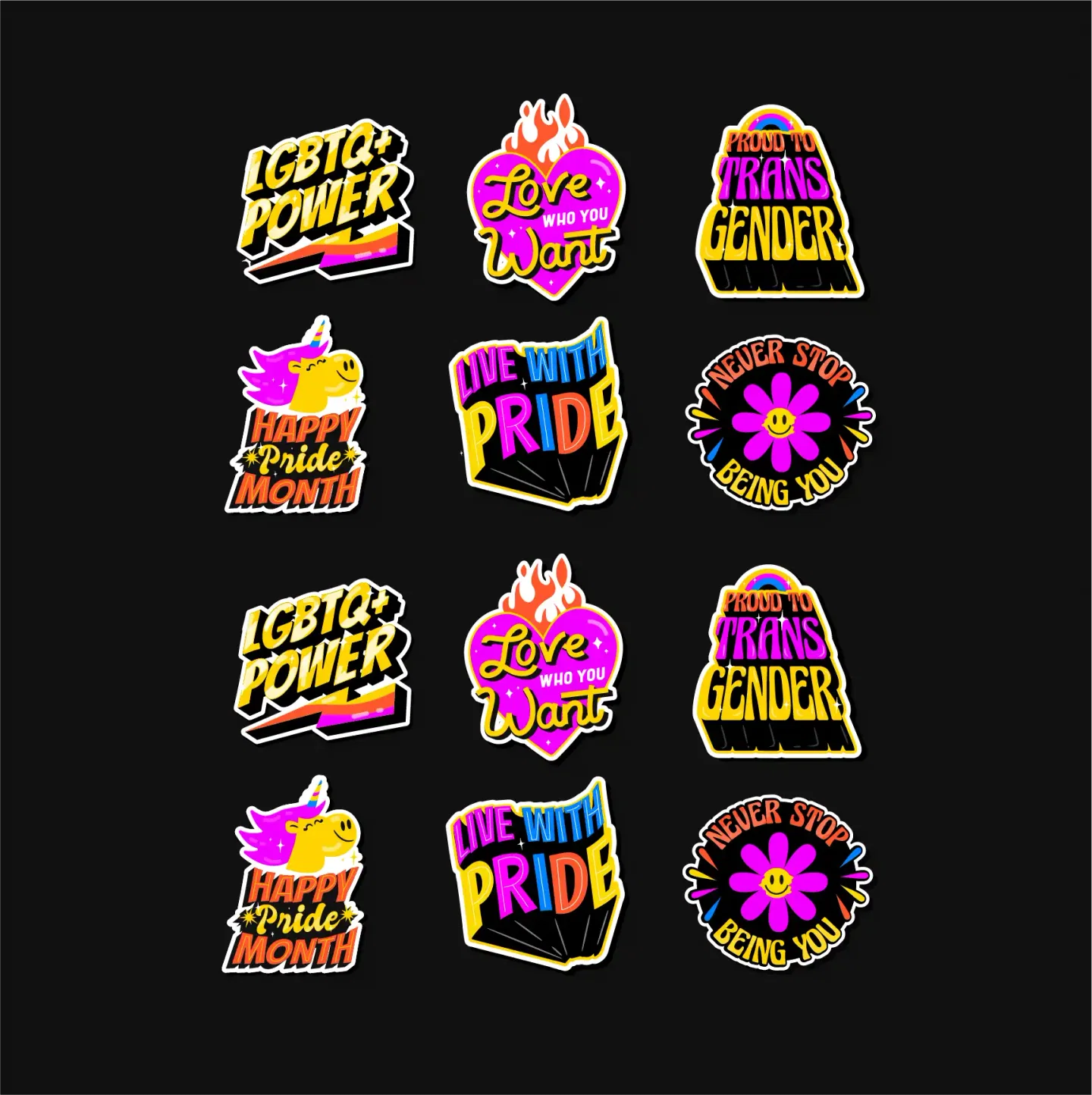 Retro Pride LGBT Stickers