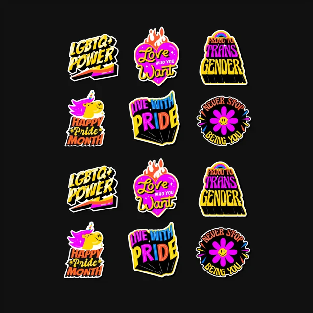 Retro Pride LGBT Stickers