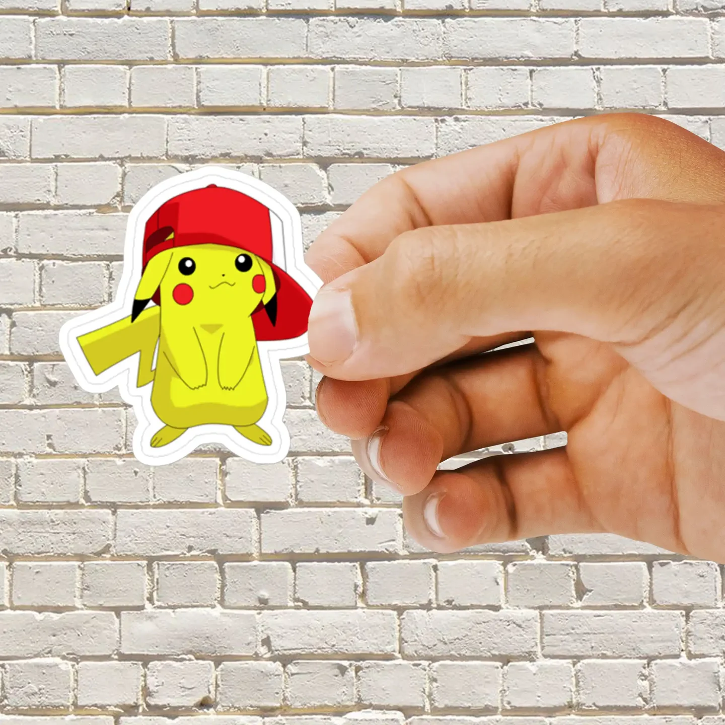 Pikachu in Ash Ketchum Cap Sticker