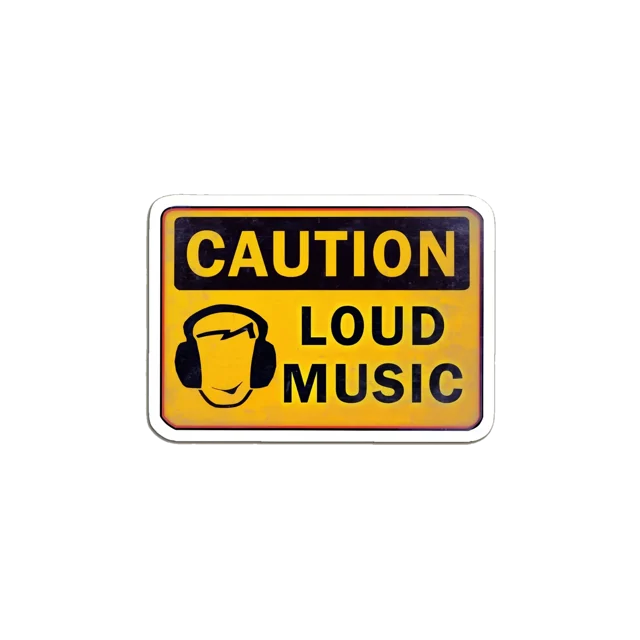 Caution Loud Music Warning Sign Sticker