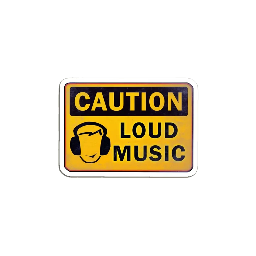 Caution Loud Music Warning Sign Sticker