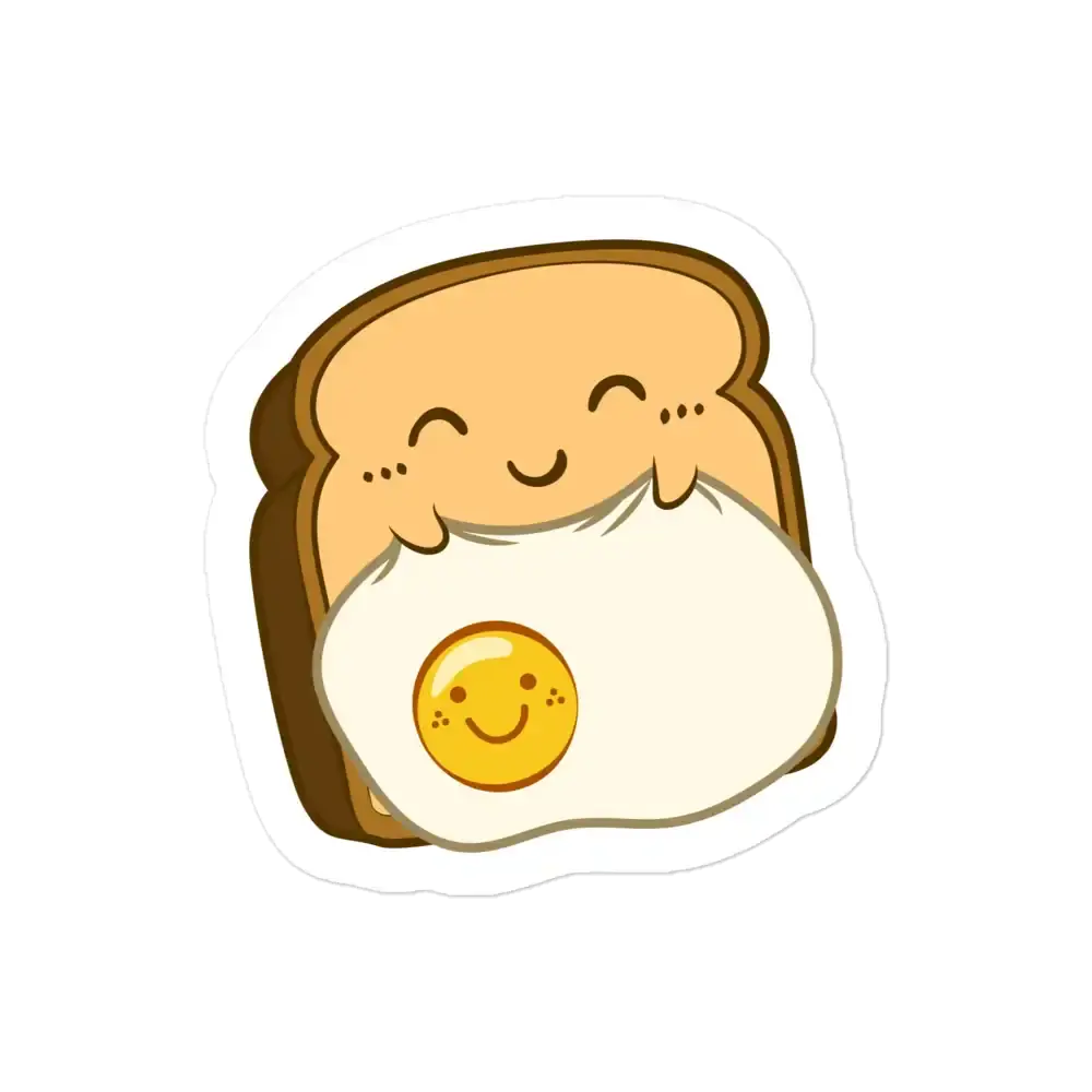 Kawaii Sleeping Toast with Egg Sticker