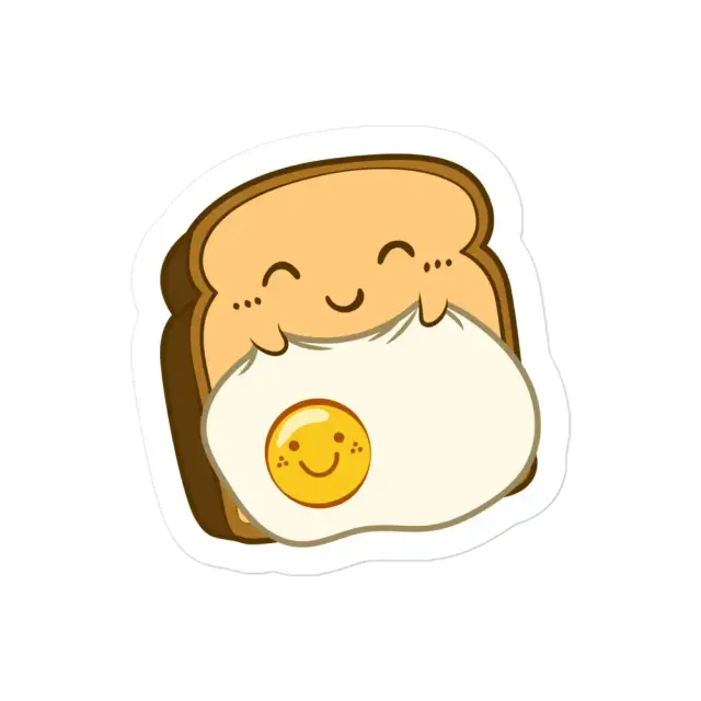 Kawaii Sleeping Toast with Egg Sticker
