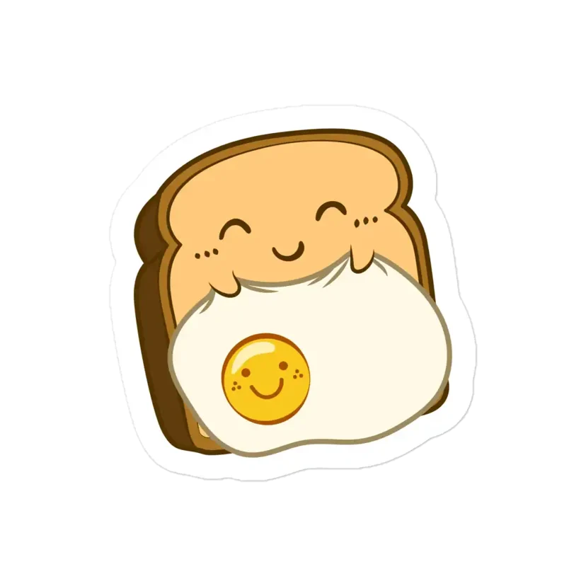 Kawaii Sleeping Toast with Egg Sticker
