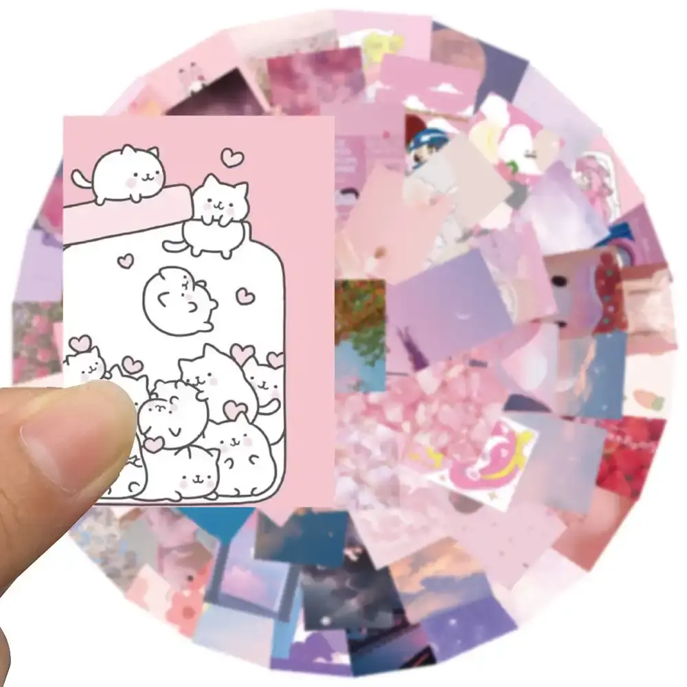 New INS Pink Landscape Cartoon Graffiti Stickers Pack of 50
