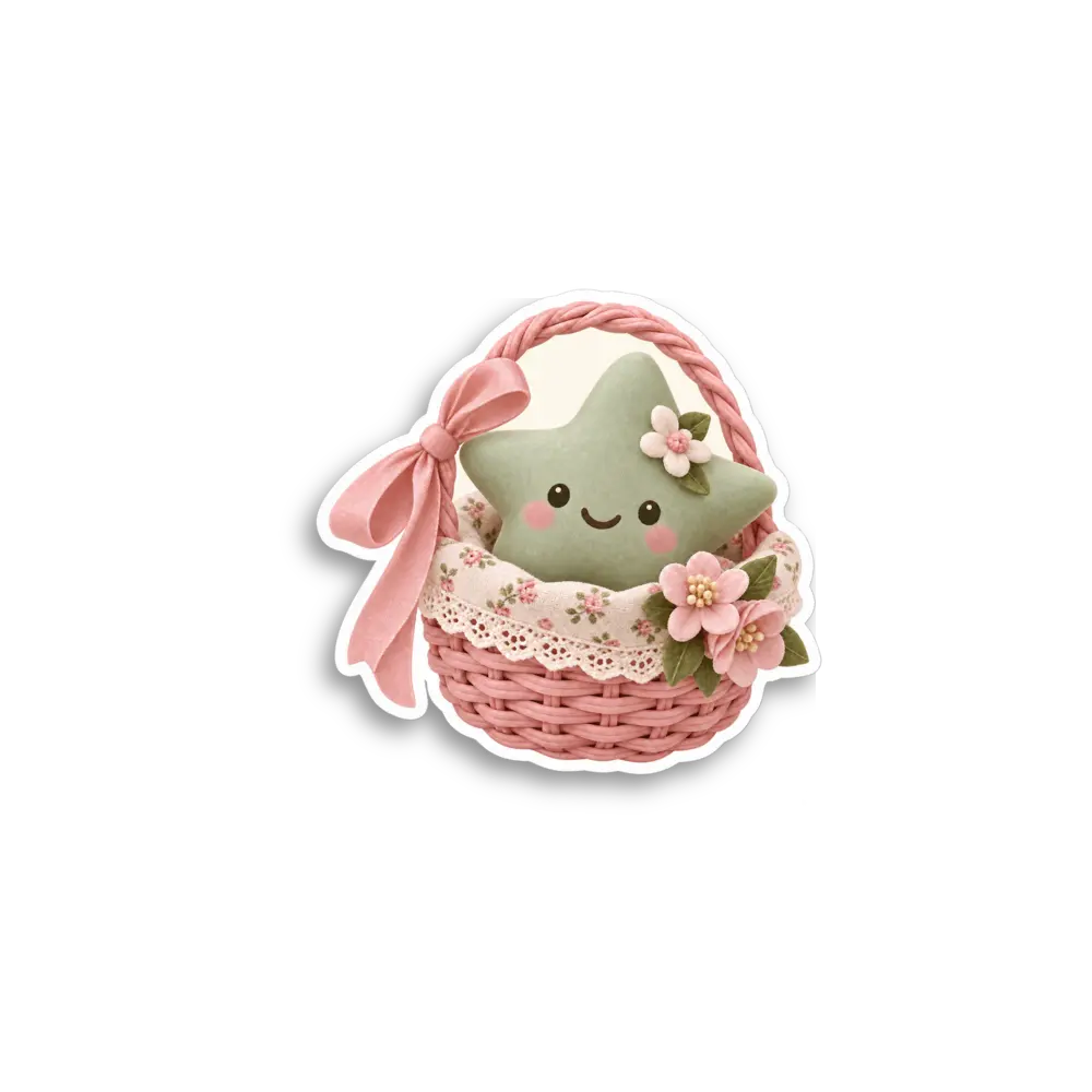 Green Star Basket Sticker