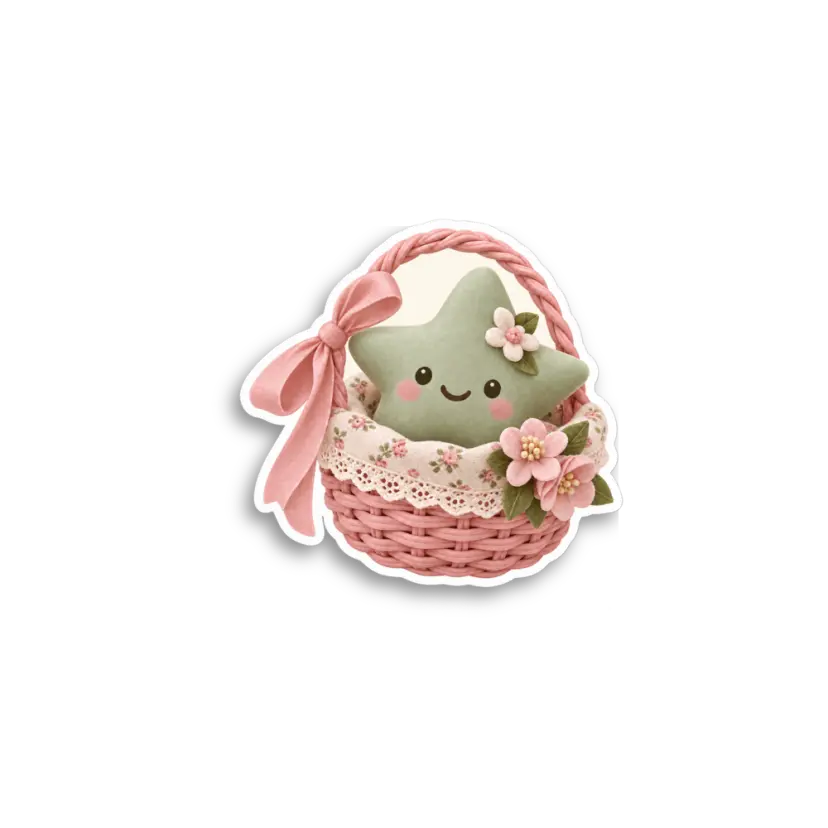 Green Star Basket Sticker