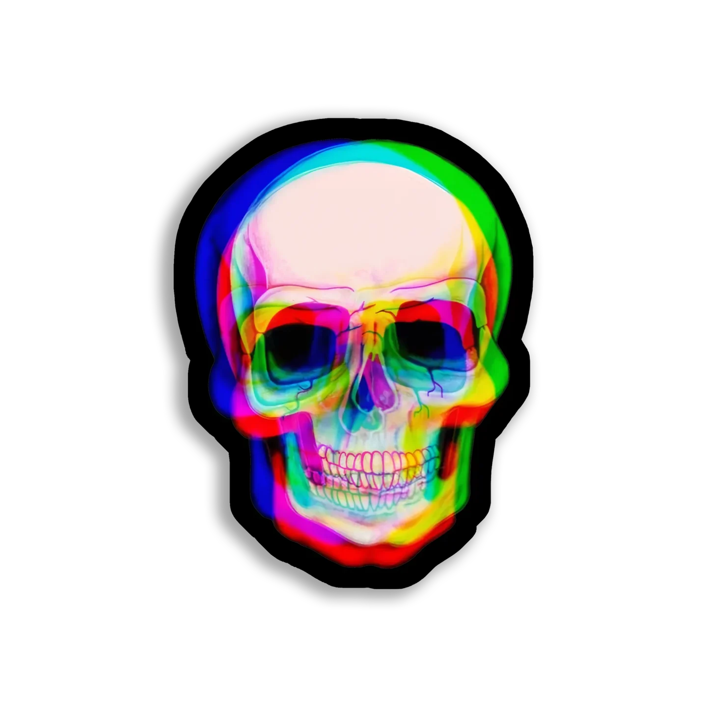 Rainbow Skull on Black Background Sticker