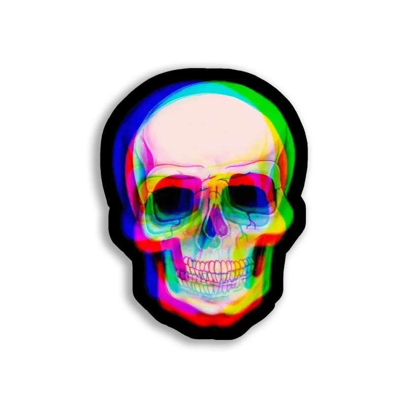 Rainbow Skull on Black Background Sticker