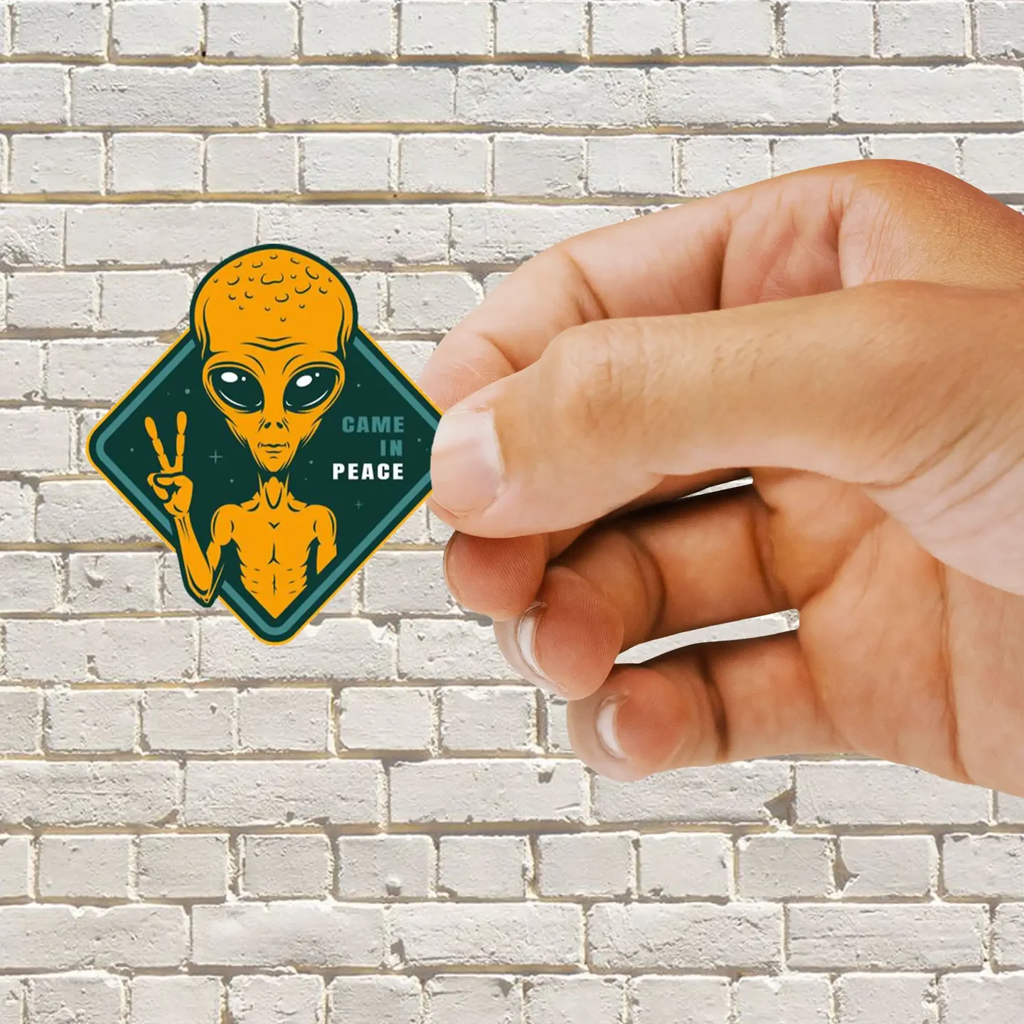 Alien Peace Sign Sticker
