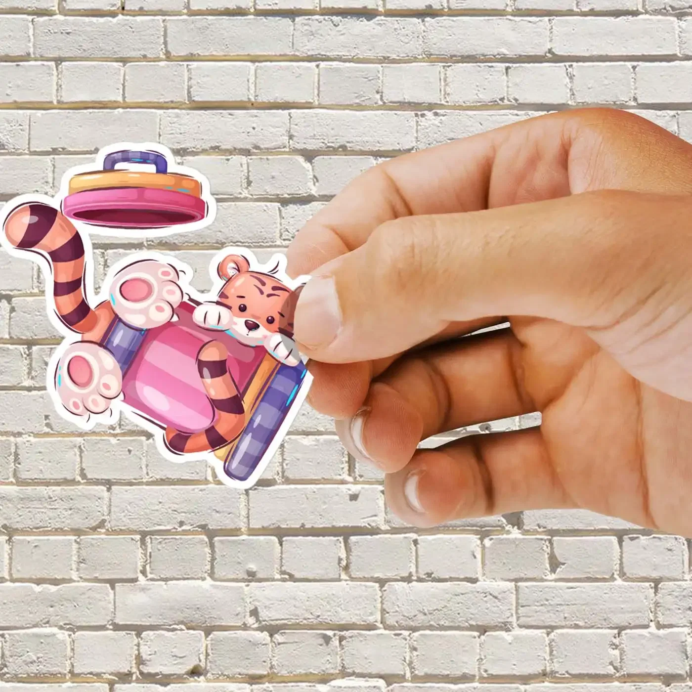 Tiger in Trash Can Sticker