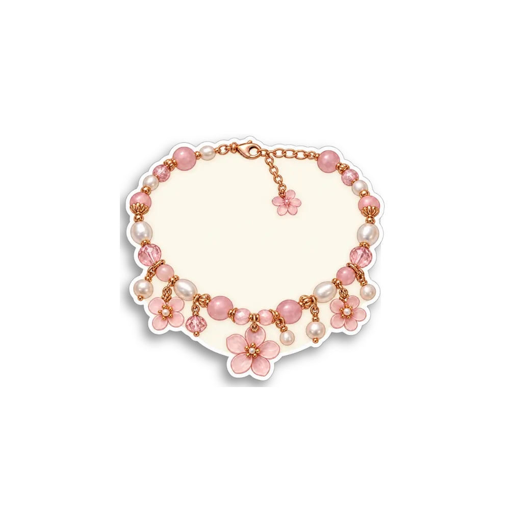 Pink Beaded Necklace Sticker