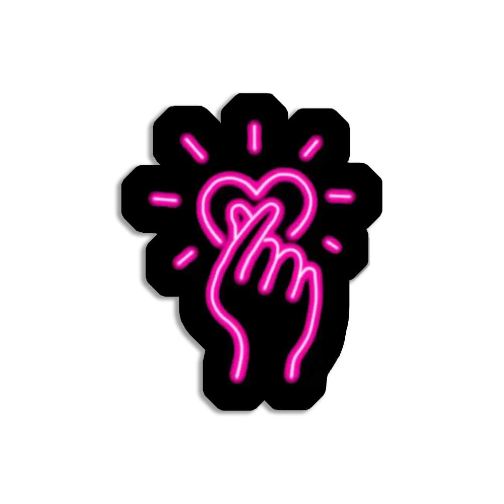 Neon Finger Heart Sticker