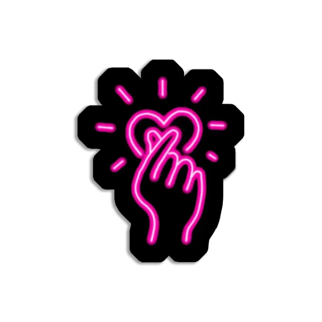 Neon Finger Heart Sticker