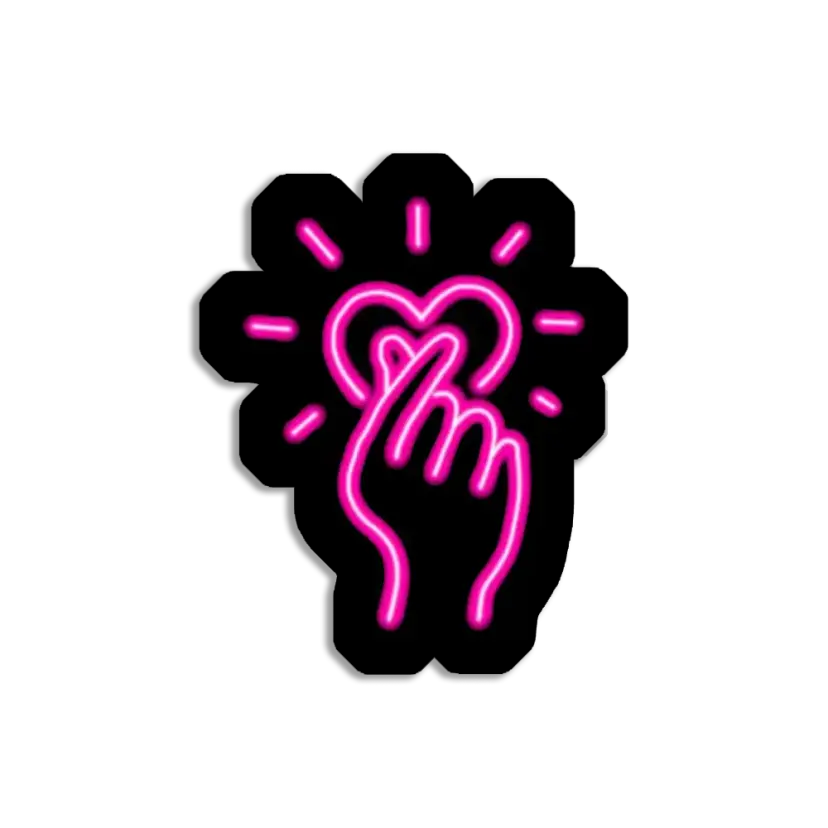 Neon Finger Heart Sticker