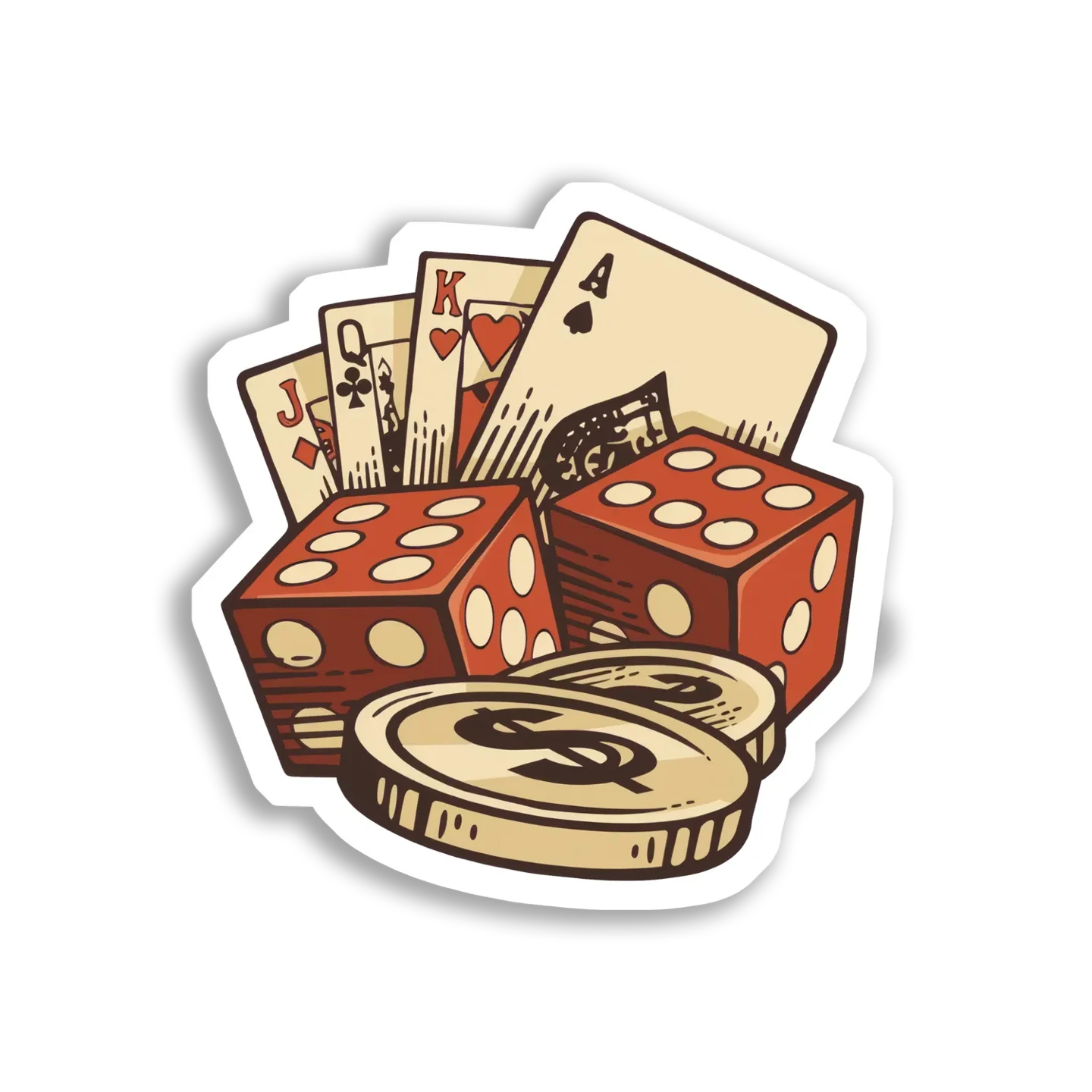 Jack, Queen, King, and Ace of Gambling Sticker