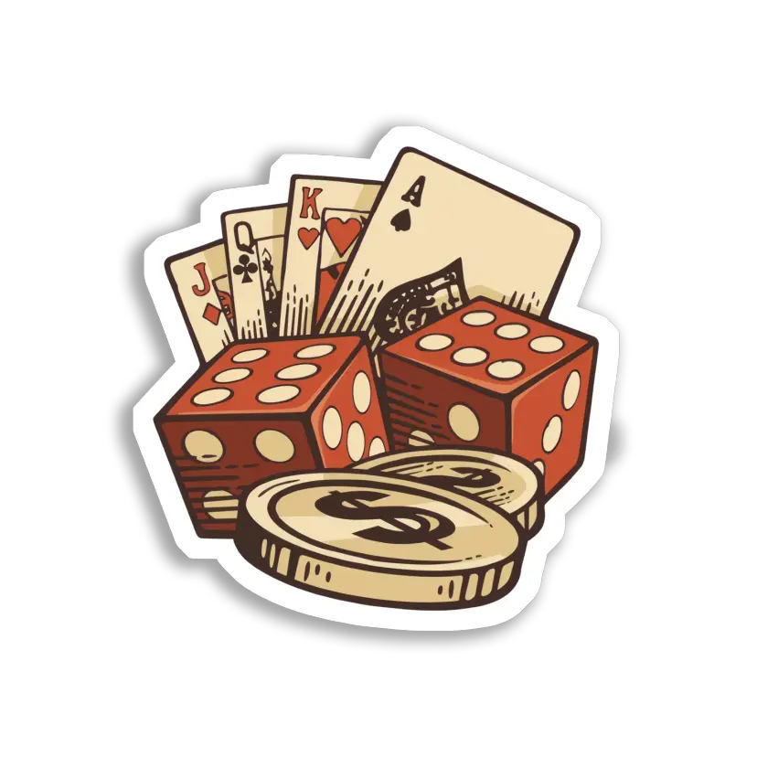 Jack, Queen, King, and Ace of Gambling Sticker