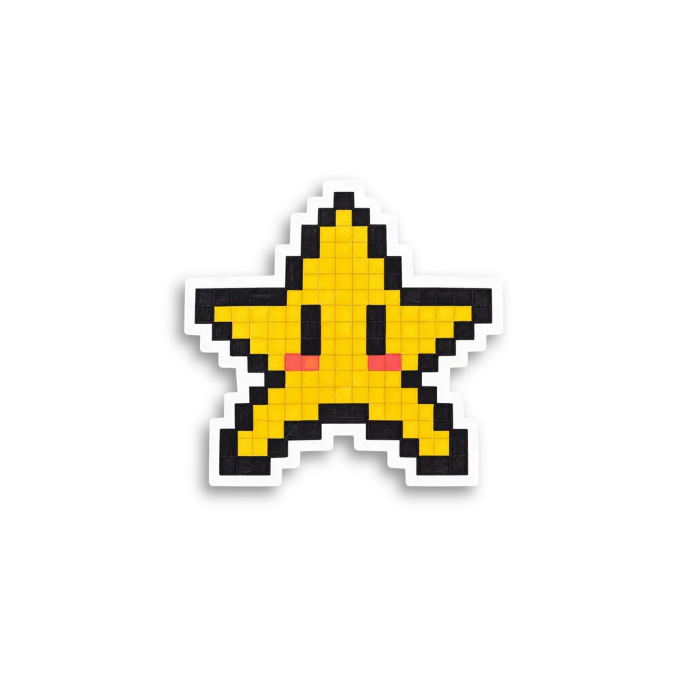 Pixel Yellow Star Sticker