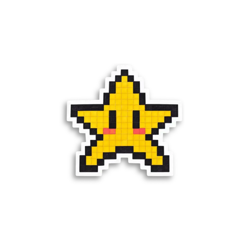 Pixel Yellow Star Sticker