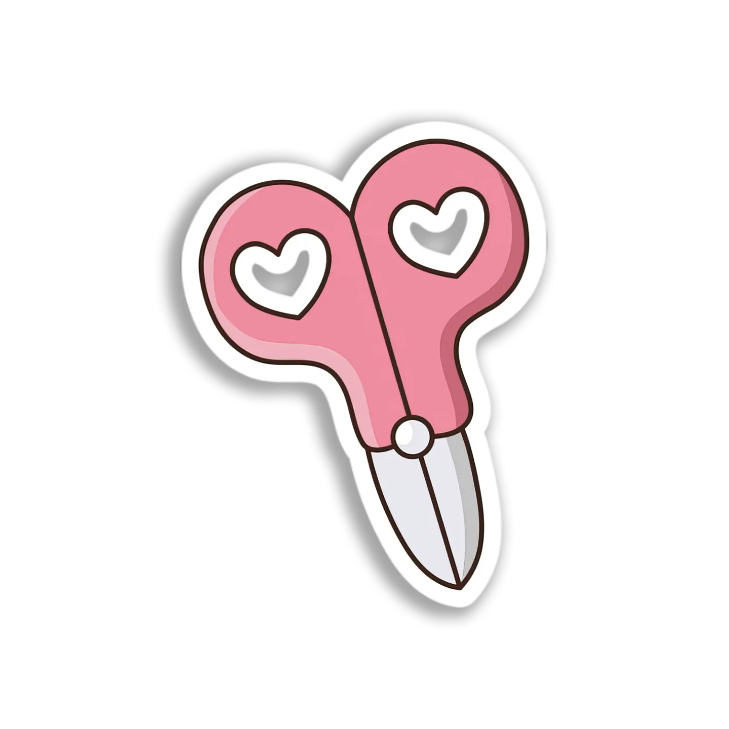 Pink Heart Scissors Sticker
