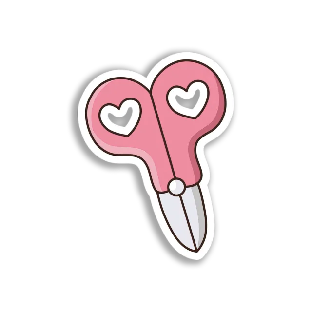 Pink Heart Scissors Sticker