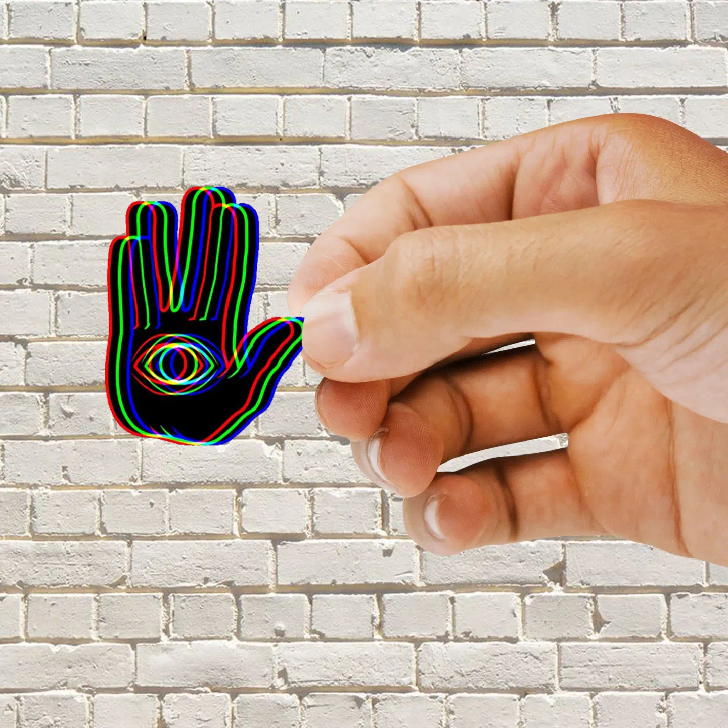 Black Trippy Hand Sticker