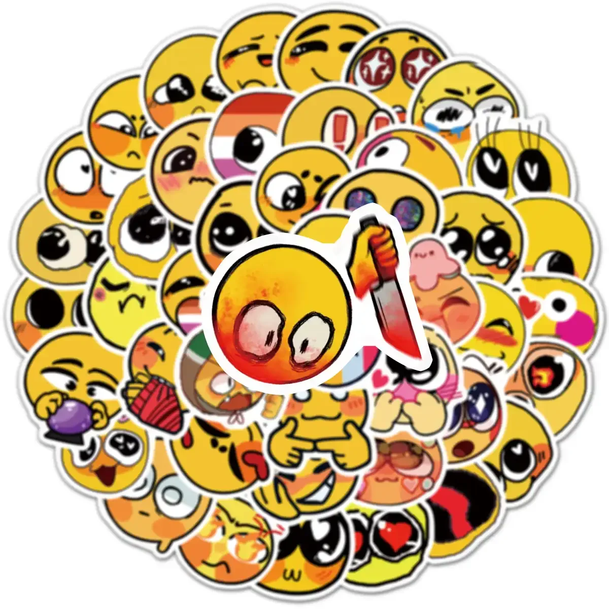 Cute Smiling Faces Cartoon Graffiti Sticker Pack of 50