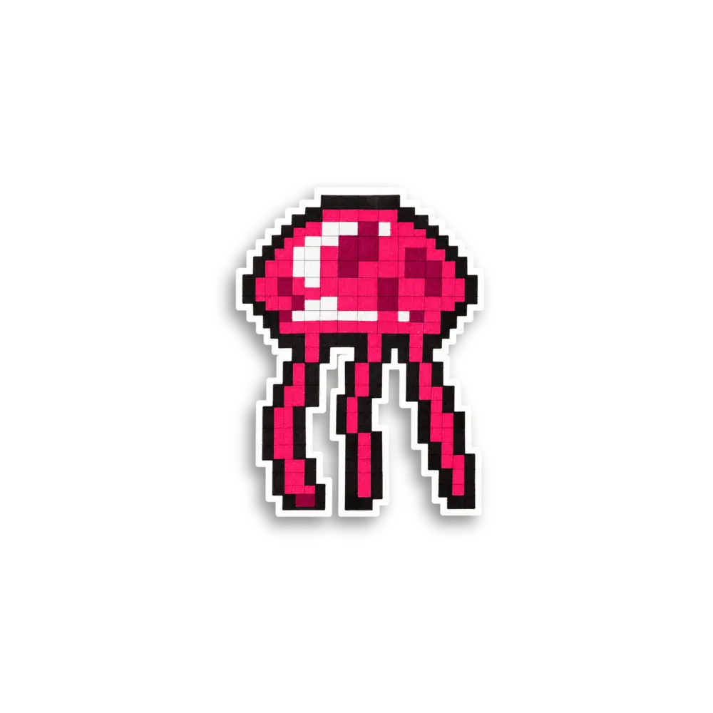 Pixel Pink Jellyfish Sticker