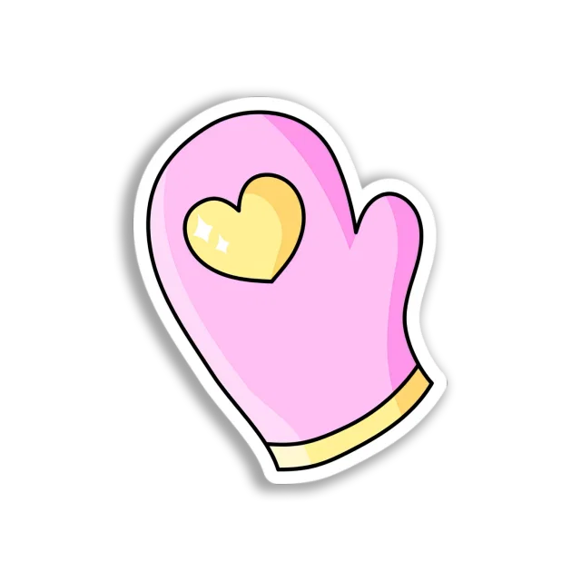 Pink Heart Oven Mitt Sticker