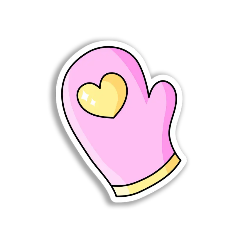 Pink Heart Oven Mitt Sticker