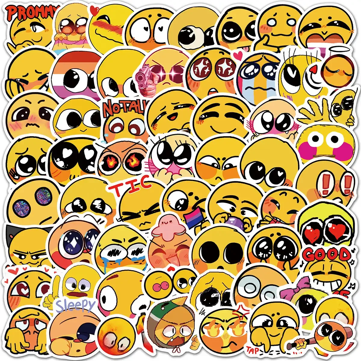 Cute Smiling Faces Cartoon Graffiti Sticker Pack of 50