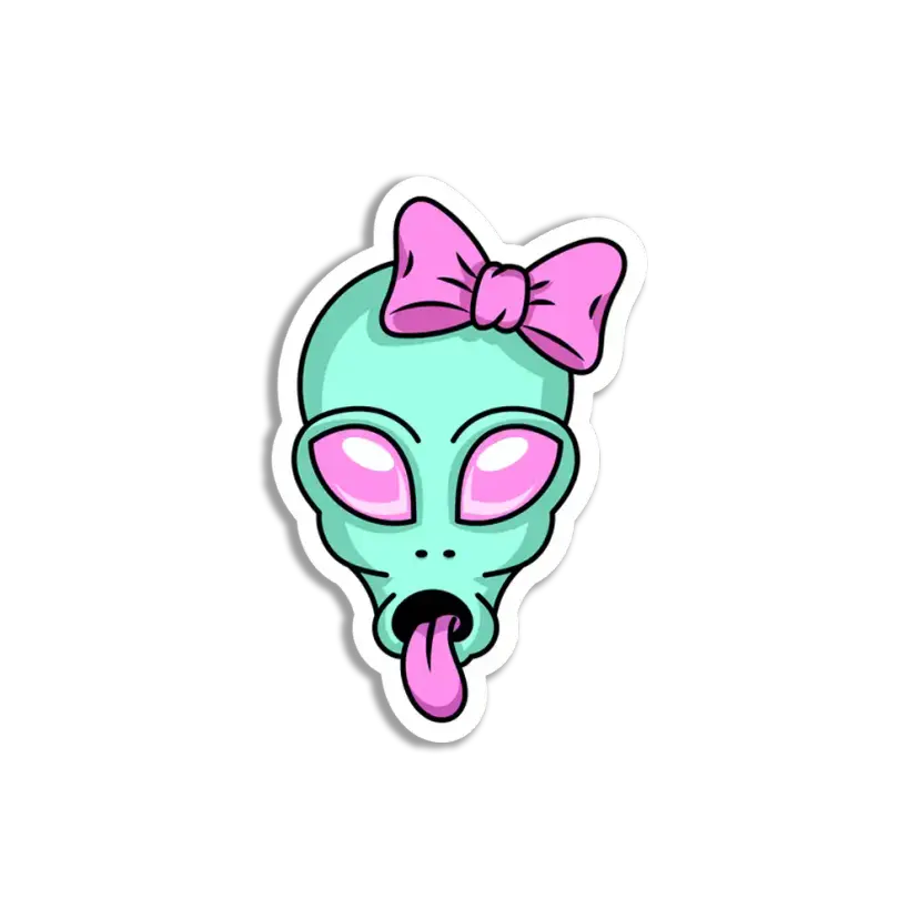 Alien Shows Tongue Sticker