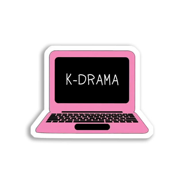K-Drama on a Pink Laptop Sticker