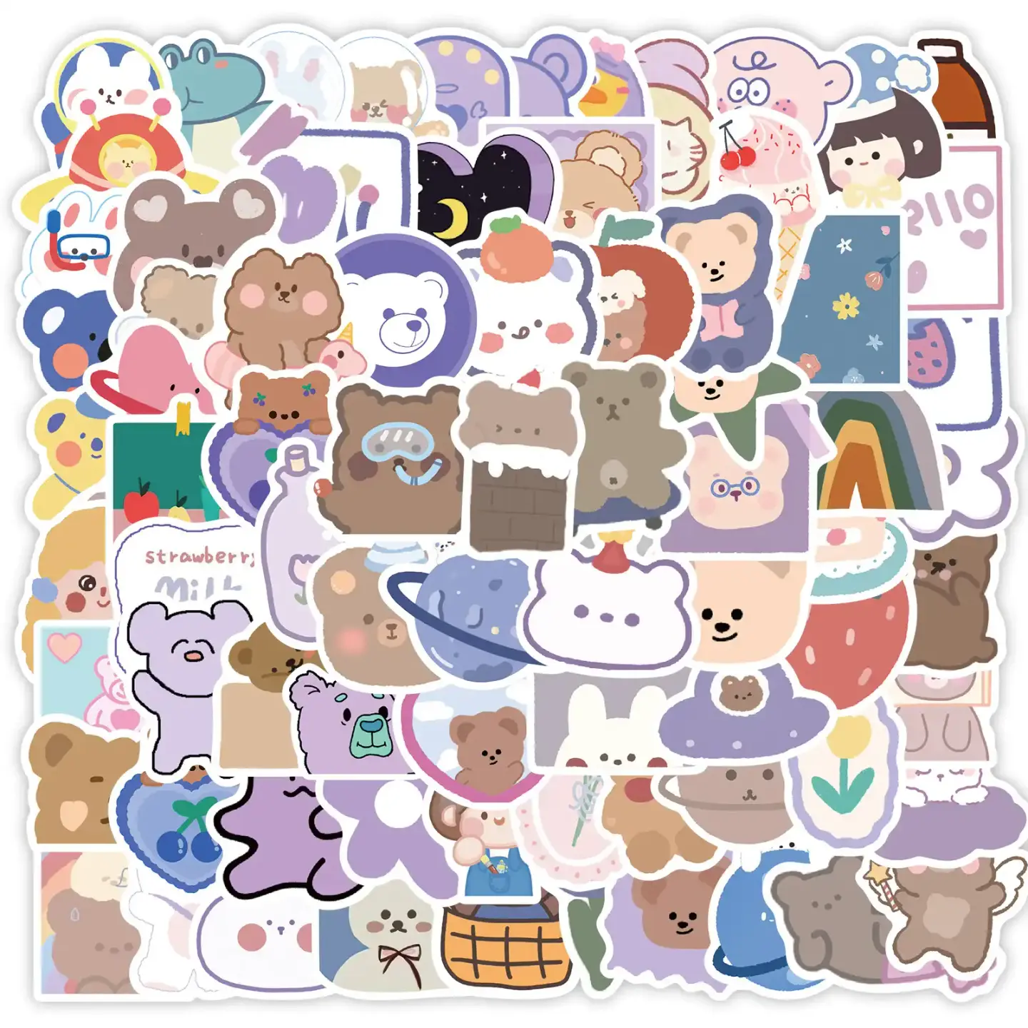Cute little Bear Stickers Pack of 50