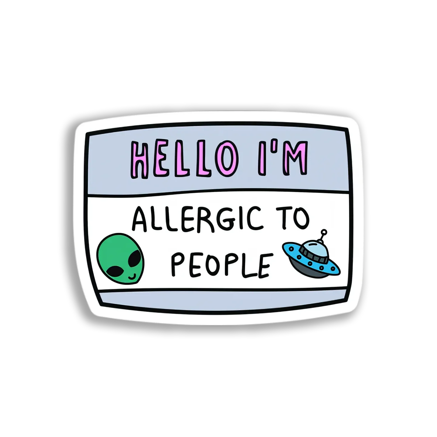 Alien Allergy Name Tag Sticker