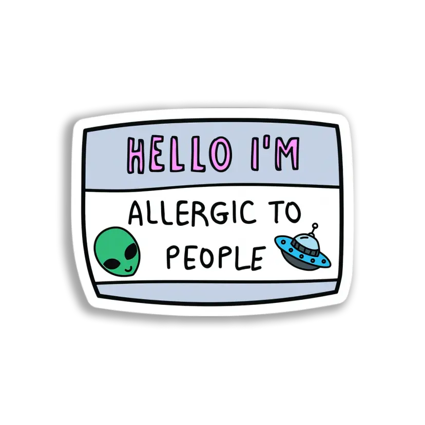 Alien Allergy Name Tag Sticker
